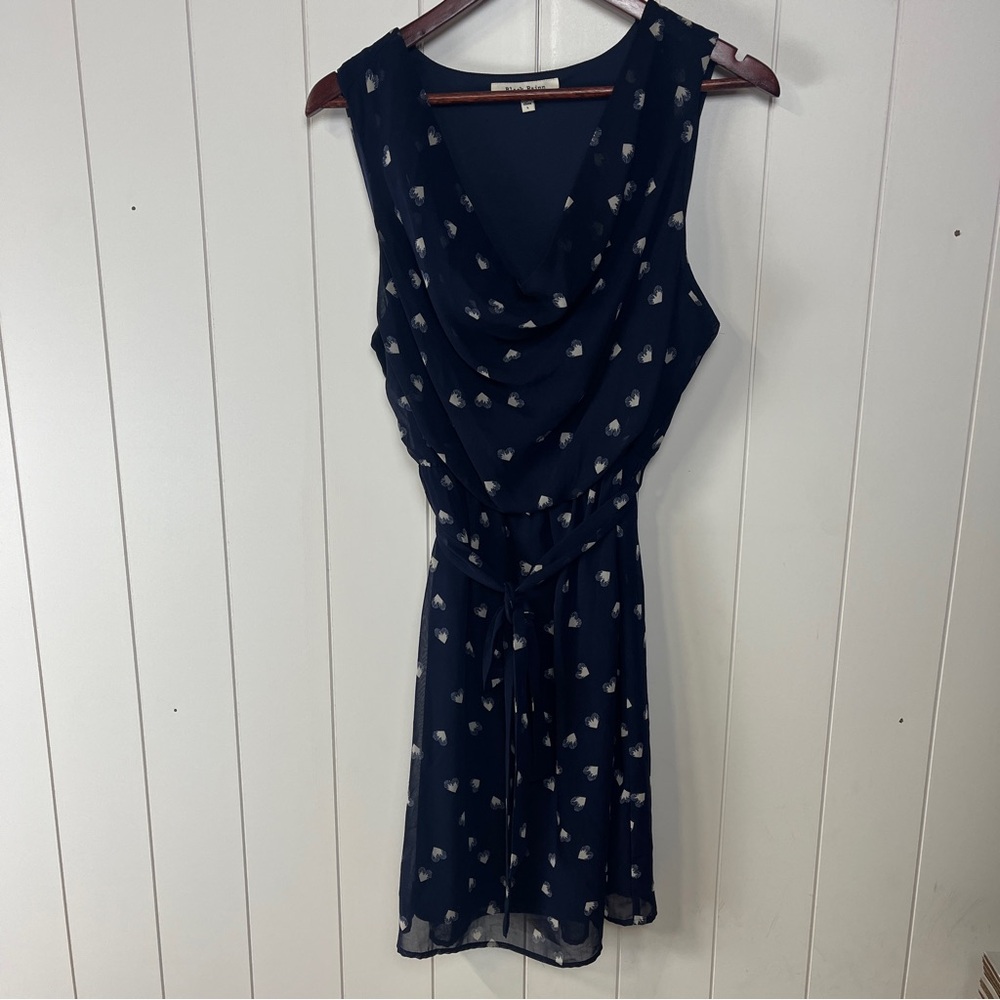 Black rain navy blue heart casual dress
